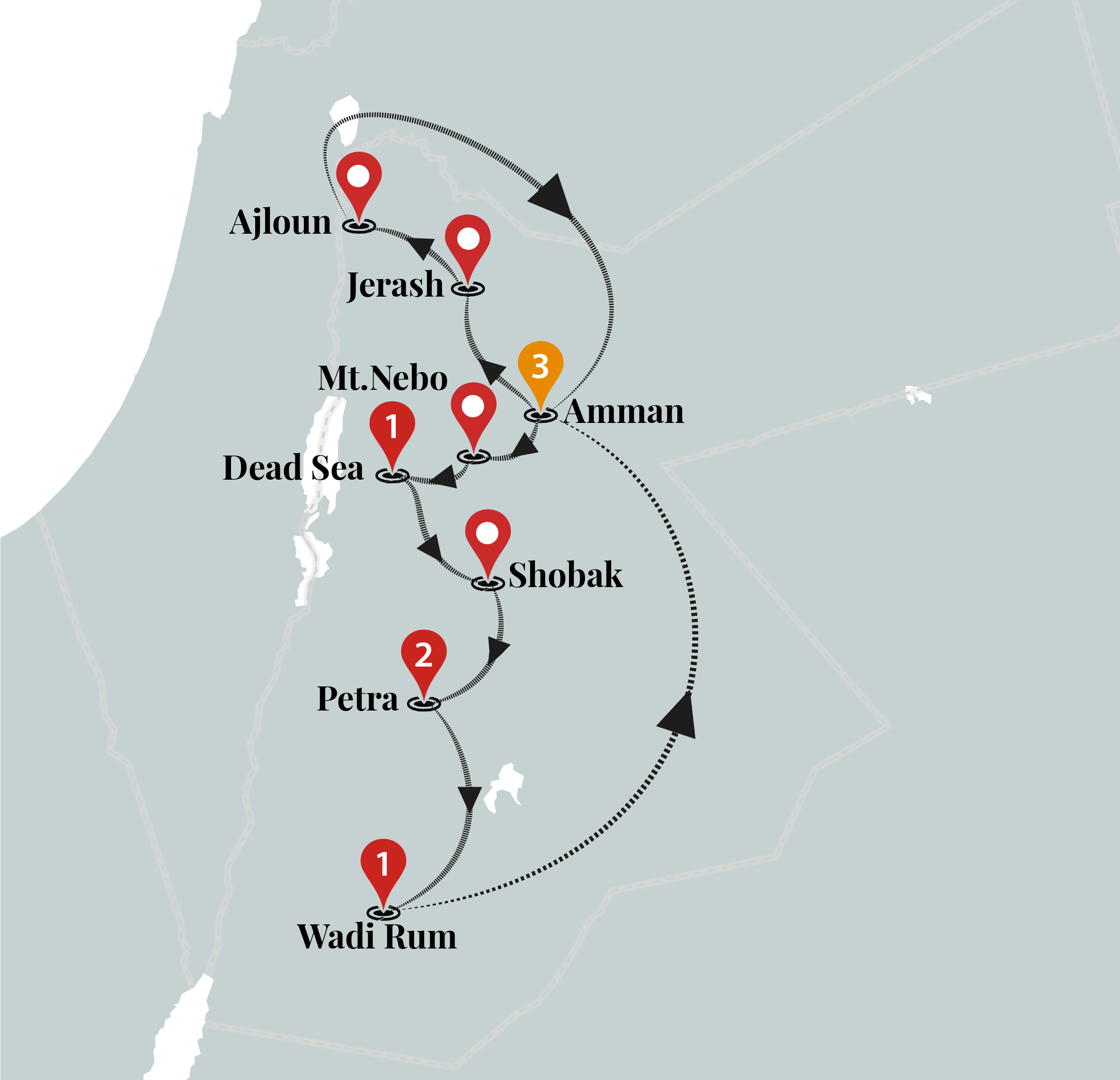 tourhub | Ciconia Exclusive Journeys | Best of Jordan Luxury Tour | Tour Map